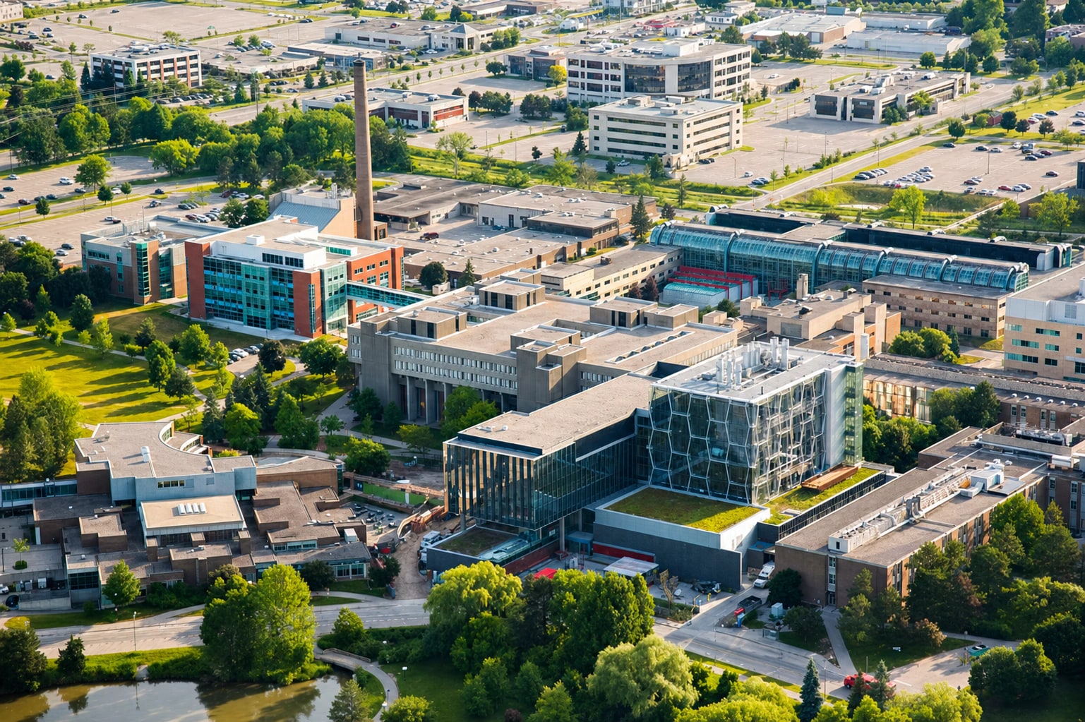 Aerial view of the University of Waterloo campus